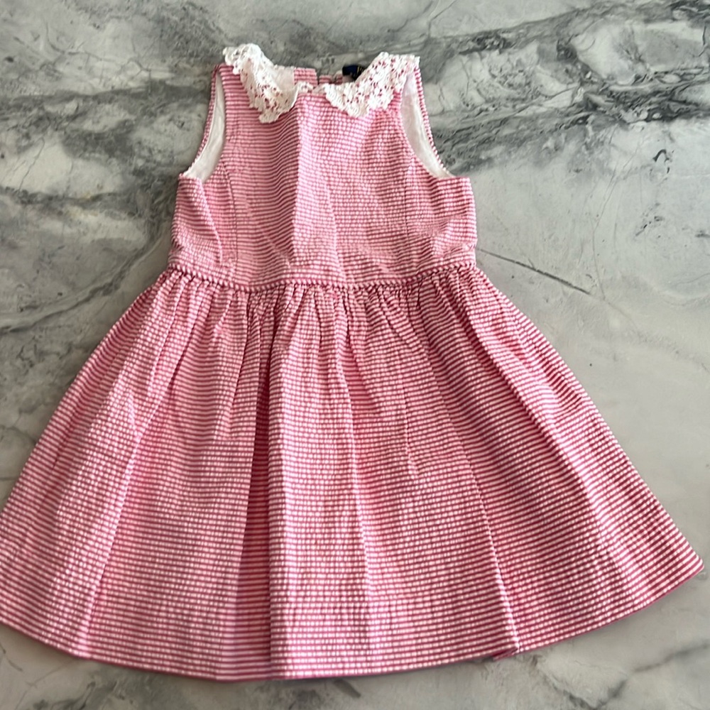 Girls Polo Ralph Lauren girls pink as white striped dress